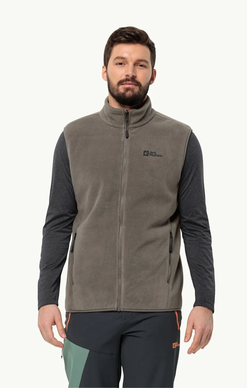 Jack Wolfskin Waldseig FZ Vest Mens in Cold Coffee